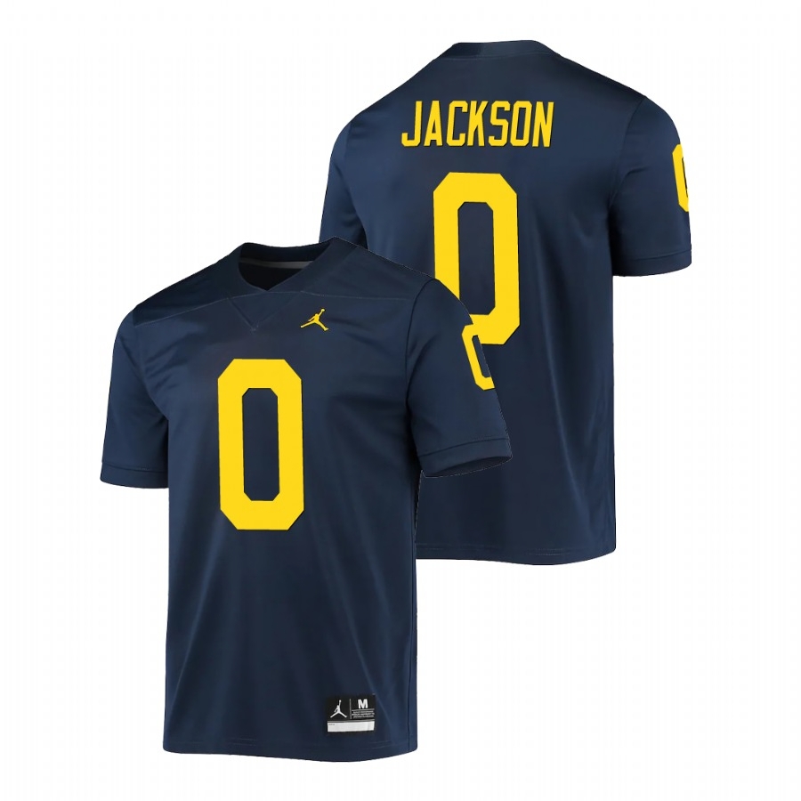 Michigan Wolverines Men's NCAA Giles Jackson #0 Navy Game College Football Jersey TFD4849BS